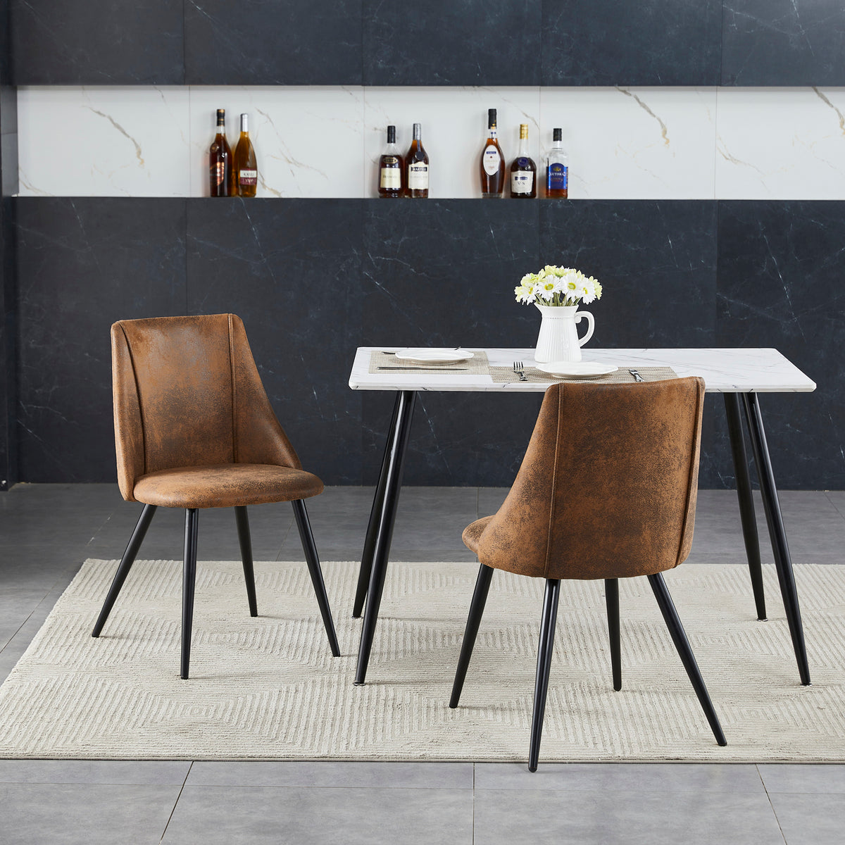Set of 2 industrial dining chairs in suede - SMEG