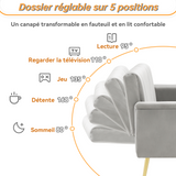 Sofa-lit pliant moderne en velours 183x76x75 cm â€?Réglable en 5 angles, pieds métalliques, idéal pour salon et chambre d’invités