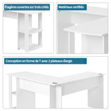 Eckschreibtisch L-forme 140x140x75 cm Computertisch avec 2 étagères, tabletop en contreplaqué blanc pour bureau à domicile