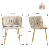 Set of 4 Industrial Style Dining Chairs With Braided File in Beige fabric - Miliana