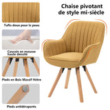 Set of 6 comfortable yellow fabric dining room chairs with 360° swivel - CARSON FABRIC YELLOW 6PCS