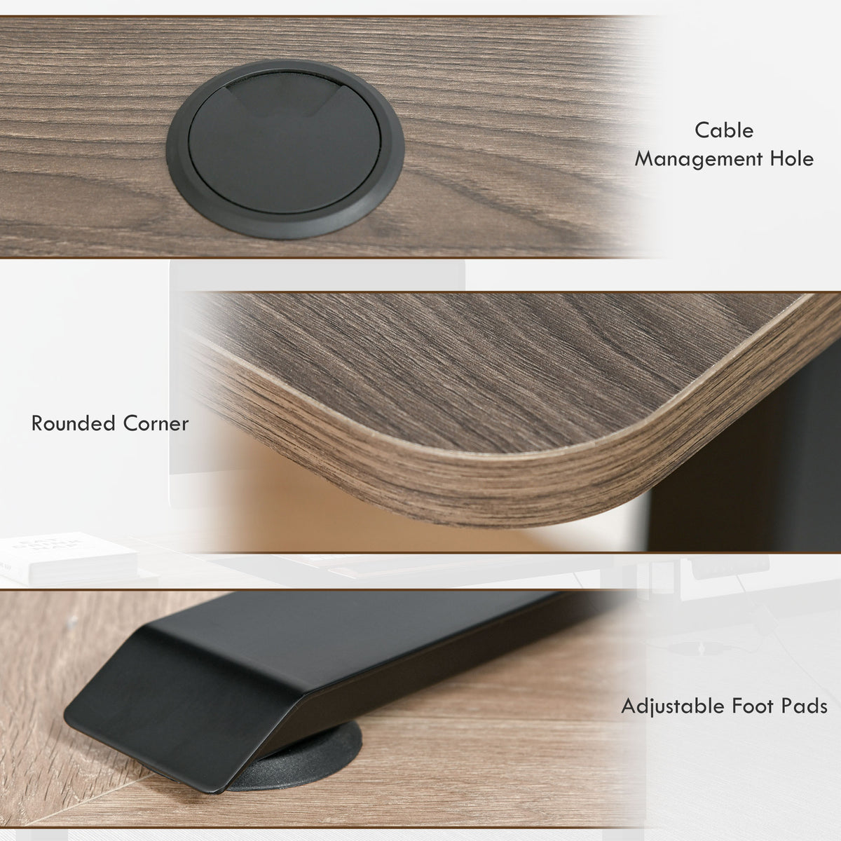 Table de bureau électrique réglable en hauteur 140x70 cm Stehschreibtisch avec moteur, cadre en métal, design nature+noir pour bureau et espace de travail