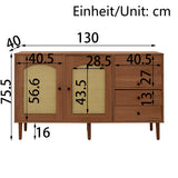 Wooden Buffet Campaign Style With Canning Doors, adjustable shelves and drawers 130 × 75.5 × 40 cm