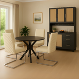 Buffet de cuisine 183 cm avec éclairage LED contrôlé par application, 2 ports USB, 2 prises, 3 tiroirs, étagères réglables et poignées dorées â€?idéal pour cuisine et salle à manger