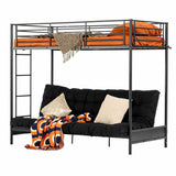 Etagenbett 90x190 cm mit Cabrio -Bank -Sofa und Lattenbasis in schwarzem Metall (Matratze nicht enthalten) - Liberty