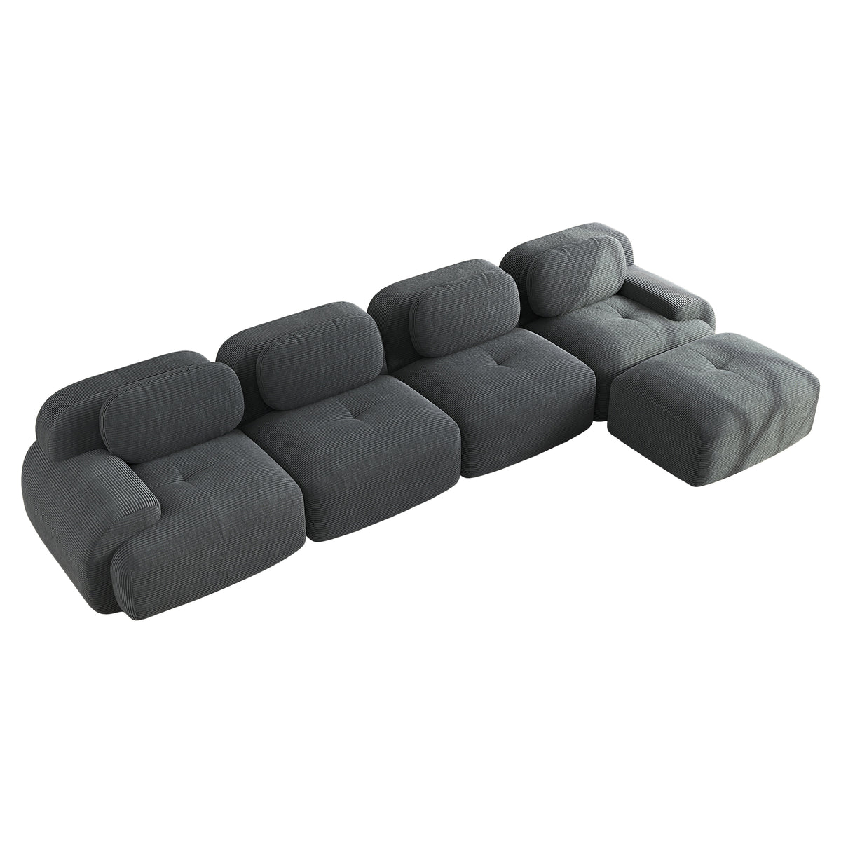 2-Sitzer-Schlafsofa aus dunkelgrauem Stoff mit Seitentaschen, modernes Schlafsofa