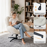 Chaise de bureau pivotante en velours côtelé beige – LITHOPS FIX