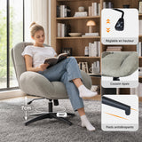 Chaise de bureau pivotante en velours côtelé gris – LITHOPS FIX