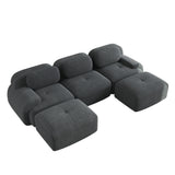 2-seater sofa bed in dark gray fabric with side pockets, modern convertible sofa
