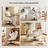 Chaise de bureau pivotante en velours côtelé beige – LITHOPS FIX