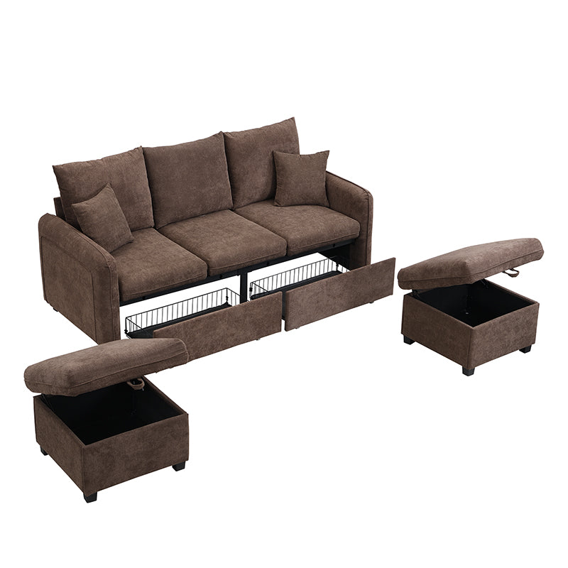2-Sitzer-Sofa aus beigem Stoff im skandinavischen Stil – AHBARM