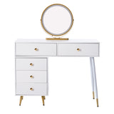 White 4-in-1 dressing table with whole mirror and rotary table mirror, padded stool, integrated storage and 3-color LED lighting, 109x36x164 cm