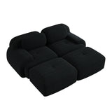 2-seater sofa bed in dark gray fabric with side pockets, modern convertible sofa