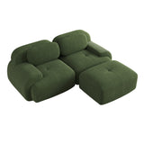 2-seater sofa bed in dark gray fabric with side pockets, modern convertible sofa
