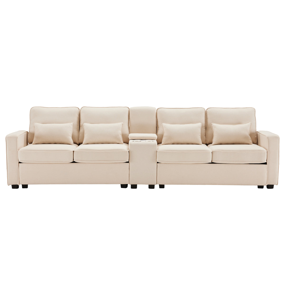 2-seater sofa in beige fabric Scandinavian style - AHBARM