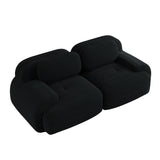 Ensemble de canapés avec accoudoirs incurvés et base antidérapante en tissu velours côtelé doux pour le salon, noir, siège 2