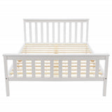 Double bed 140x200 cm in solid white pine wood with slatted box spring - robust and elegant design for adults and children (without mattresses)