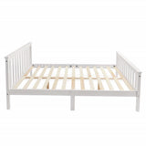 Double bed 140x200 cm in solid white pine wood with slatted box spring - robust and elegant design for adults and children (without mattresses)