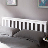 Double bed 140x200 cm in solid white pine wood with slatted box spring - robust and elegant design for adults and children (without mattresses)