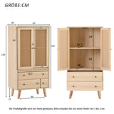 Buffet haut en bois style moderne avec portes en rotin et tiroirs â€?60 x 40 x 120 cm