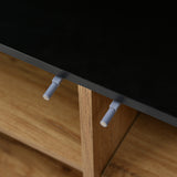 Modern low buffet 160 cm in natural wood with 3 doors, adjustable shelves and black feet - 160 x 35 x 76 cm