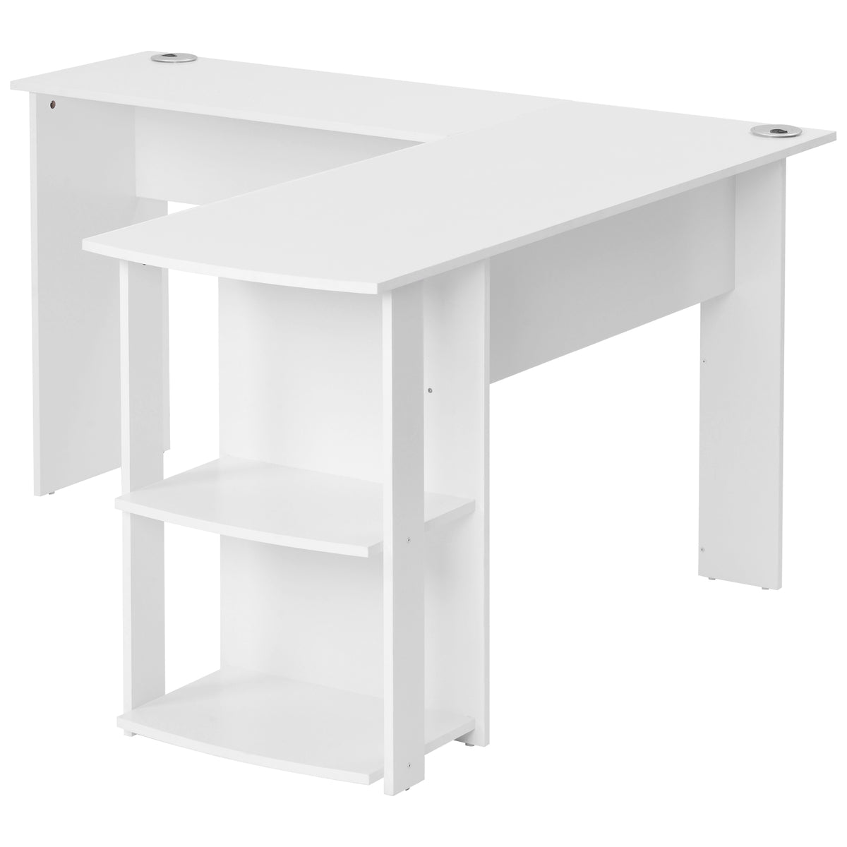 Eckschreibtisch L-forme 140x140x75 cm Computertisch avec 2 étagères, tabletop en contreplaqué blanc pour bureau à domicile