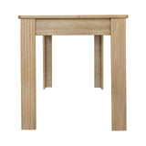 Rectangular dining table in particle panels finish oak with four robust feet