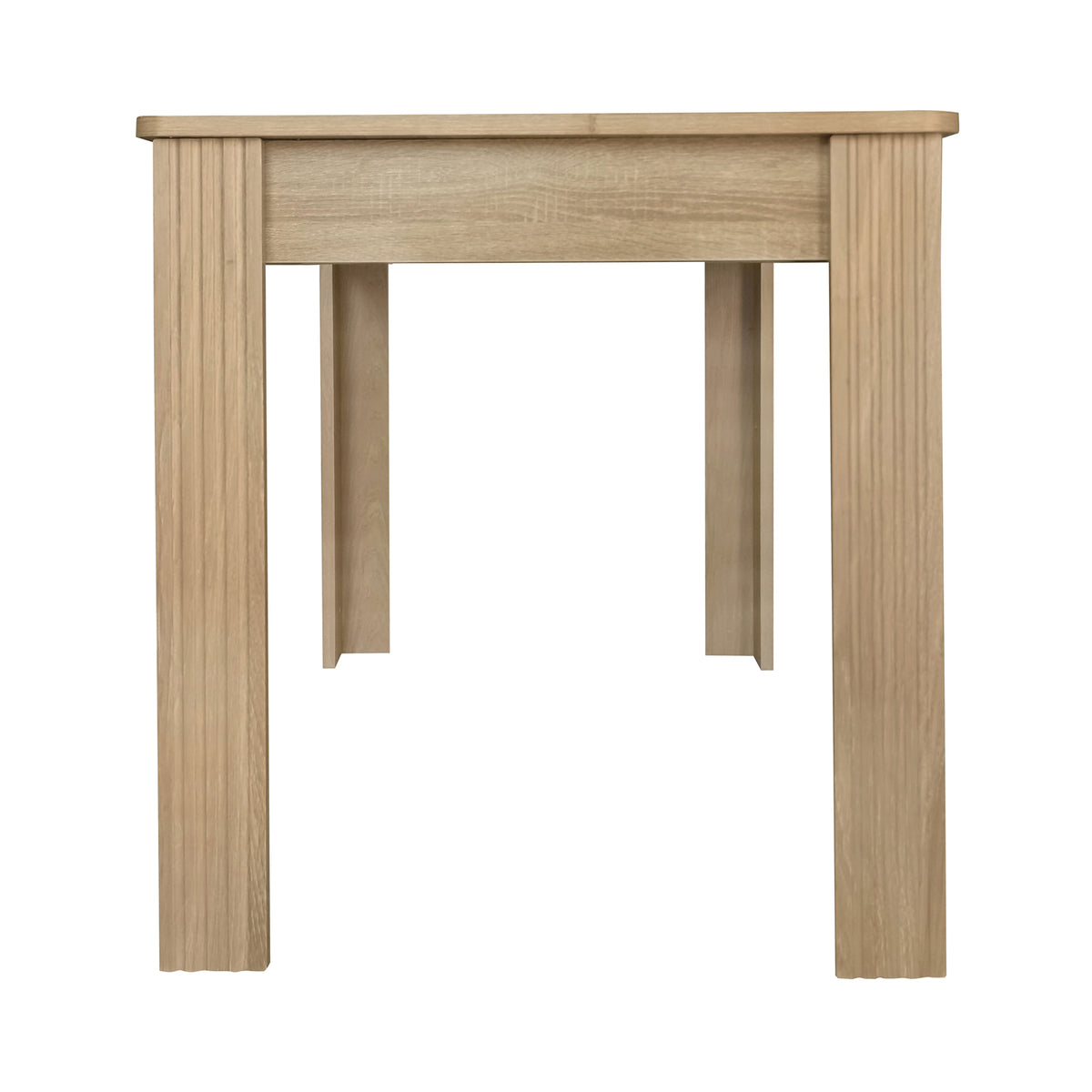 Rectangular dining table in particle panels finish oak with four robust feet