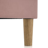 Lit double rembourré LED 140×200 cm en velours rose avec tête de lit réglable et sommier à lattes (sans matelas)
