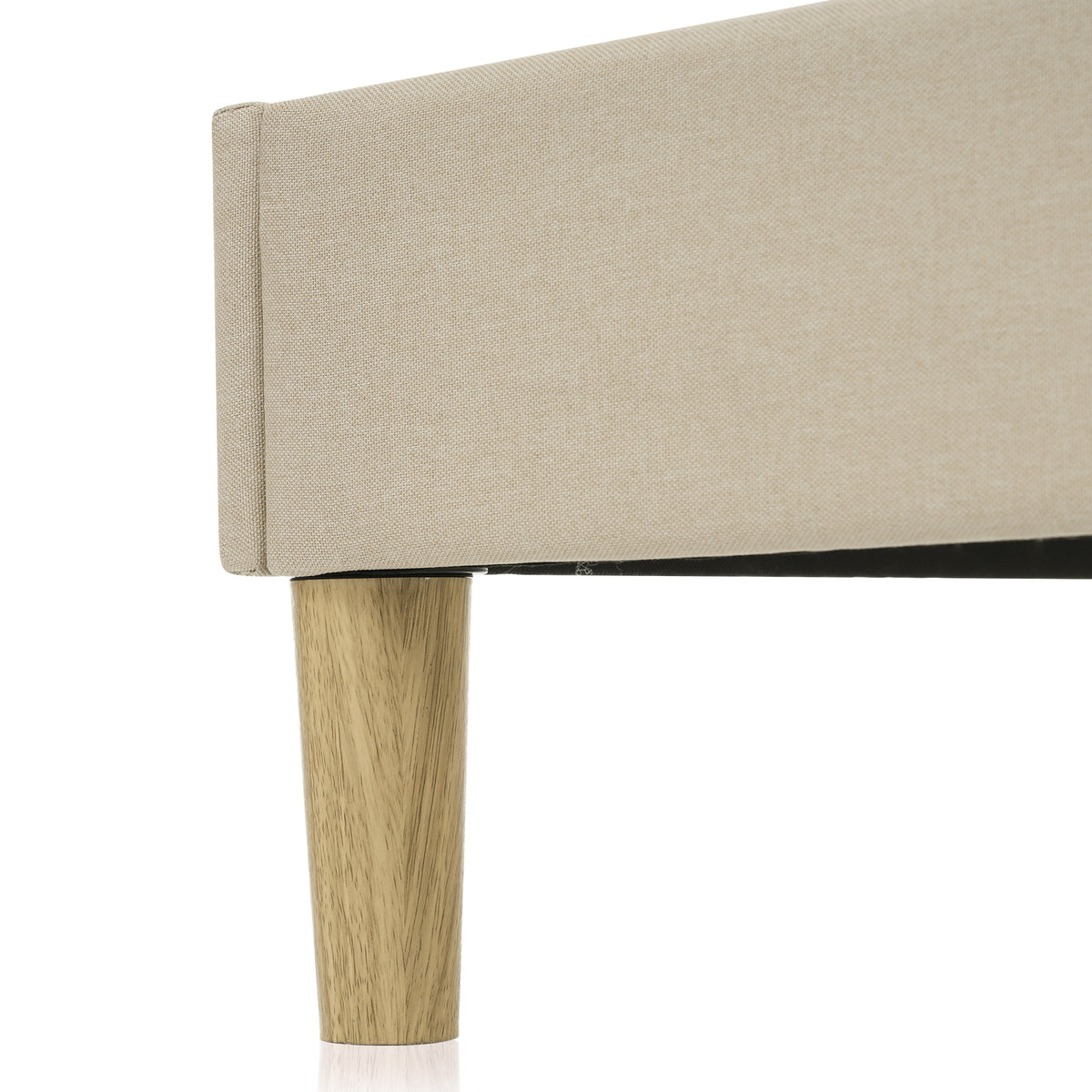 Lit double rembourré LED 140×200 cm en lin beige avec tête de lit réglable et sommier à lattes (sans matelas)
