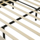 Lit double rembourré LED 140×200 cm en lin beige avec tête de lit réglable et sommier à lattes (sans matelas)