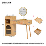 Modern hairdresser with 3 -light LED mirror, large storage space and side glass cabinet, 120x40x90 cm
