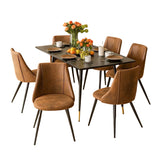 Round Table Table Table Table Timber Ø80 cm with 4 black velvet chairs, modern and comfortable style