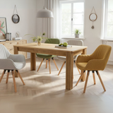 Rectangular dining table in particle panels finish oak with four robust feet