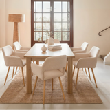 Rectangular dining table in particle panels finish oak with four robust feet