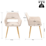 Lot de 2 fauteuils de salle à manger scandinaves avec accoudoirs en velours côtelé beige - CROMWELL CORDUROY
