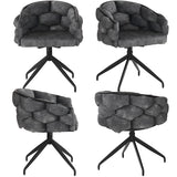 Lot de 4 Gris chaises de luxe en velours 360° pivotantes Chaises ergonomiques modernes à dossier pour salon salle à manger et dressing