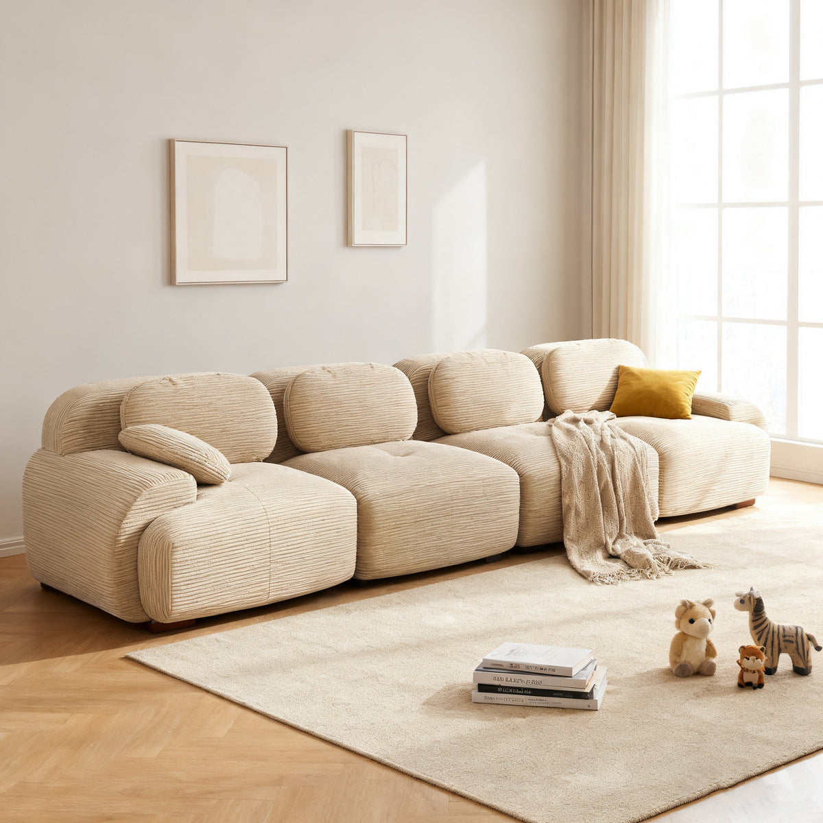 2-seater sofa bed in dark gray fabric with side pockets, modern convertible sofa