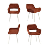 Lot de 2 fauteuils de salle à manger scandinaves avec accoudoirs en chenille terracotta - CROMWELL