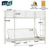 Etagenbett 90x190 cm mit Cabrio -Bank -Sofa und Weißmetallbasis in Weißmetall (Matratze nicht enthalten) - Liberty