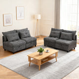 Ensemble de canapés modulables et séparables 4 places avec rangement, revêtu de chenille, gris