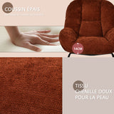 Fauteuil à bascule scandinave en tissu chenille avec accoudoirs pour salon ou chambre à coucher, rouge - LITHOPS