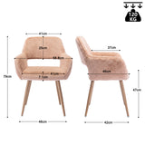 Lot de 2 fauteuils de salle à manger de style scandinave en fausse fourrure camel avec pieds en métal effet bois