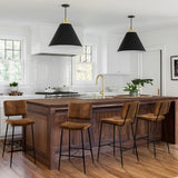 Set of 6 industrial bar stools with suede back - POMONA BAR