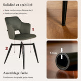 Ensemble table à manger extensible noire et 4 fauteuils en tissu vert de style scandinave
