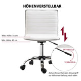 Chaise de bureau sans accoudoirs en cuir blanc réglable en hauteur - 78 à 90 cm