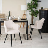 Set von 2 skandinavischen Esszimmer Sesseln mit beige Stoffarmlehnen - Akanji
