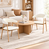 Lot de 6 fauteuils de salle à manger scandinaves avec accoudoirs en tissu beige- BONNIE