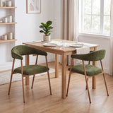 Lot de 2 fauteuils de salle à manger scandinaves avec accoudoirs en tissu vert - BONNIE