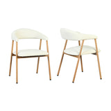 Set of 2 Scandinavian dining room armchairs with beige fabric armrests - Cromwell